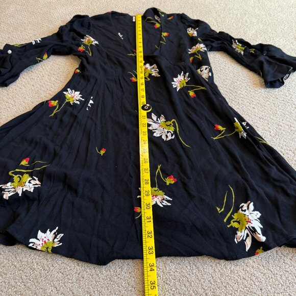 Free People Time On My Side Mini Wrap Dress Black Floral Boho SMALL #OB770151 - Picture 10 of 15